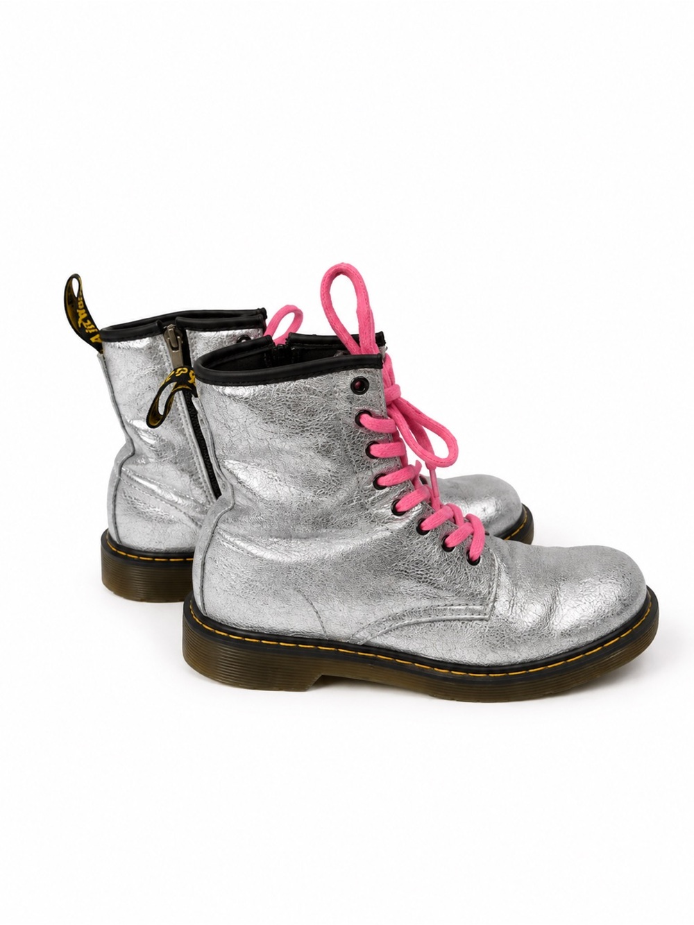 Dr. Martens 7 37EU women’s 1460 Metallic Lace Up Combat Boots Silver Suede